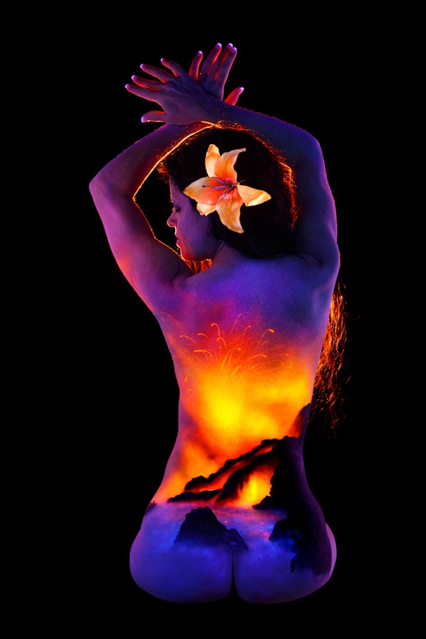 The Fire Within  Body Painting Artwork by Photographer Under Black Light