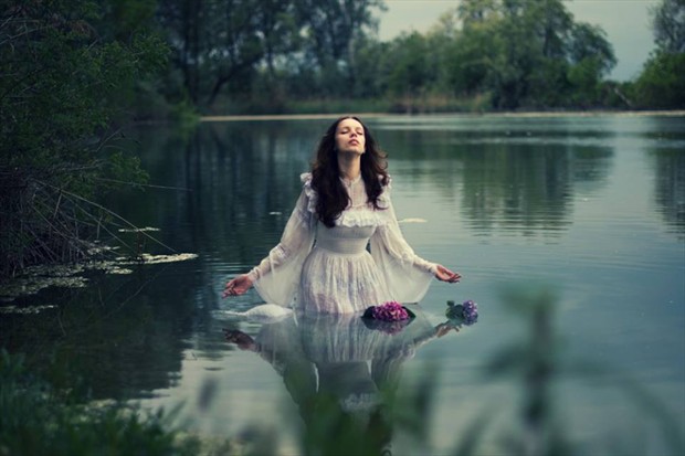 The Lady and the Lake Surreal Photo by Model Luna Nera