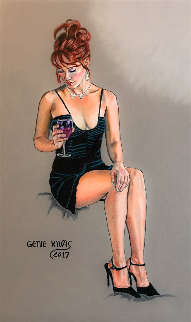 The Last Glass of Wine Glamour Artwork by Artist Gene Rivas