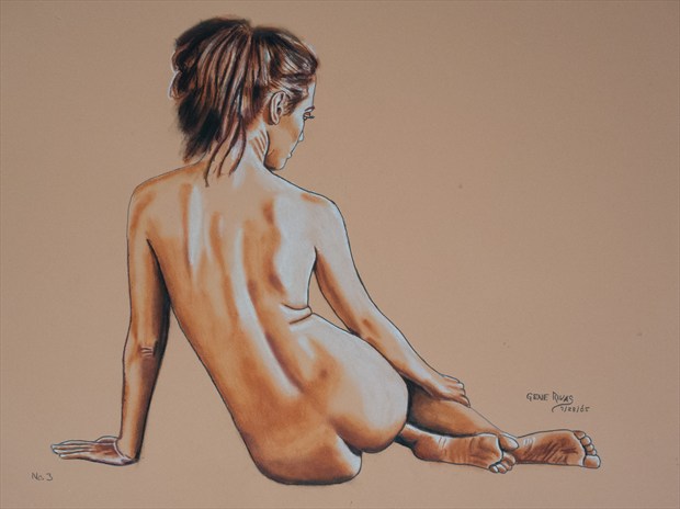 The Nude with the Hair Up Artistic Nude Artwork by Artist Gene Rivas