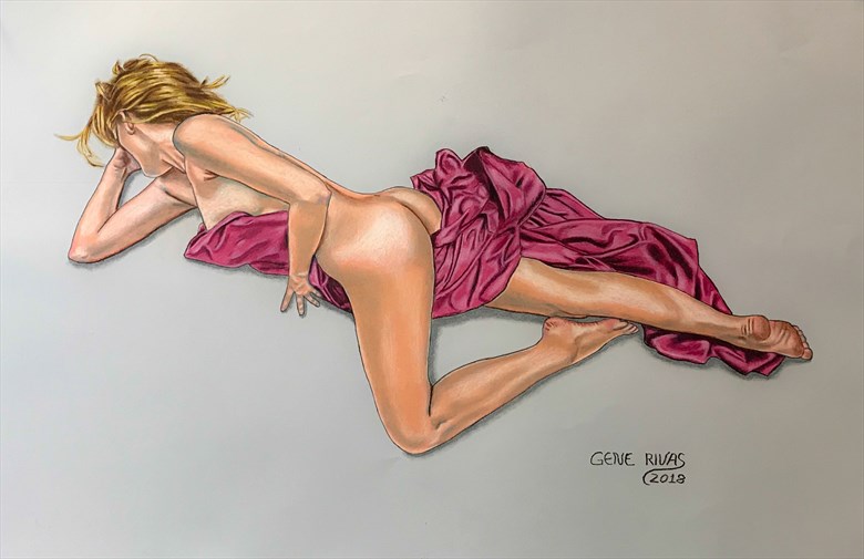 The Pomegranate Sheet Artistic Nude Artwork by Artist Gene Rivas
