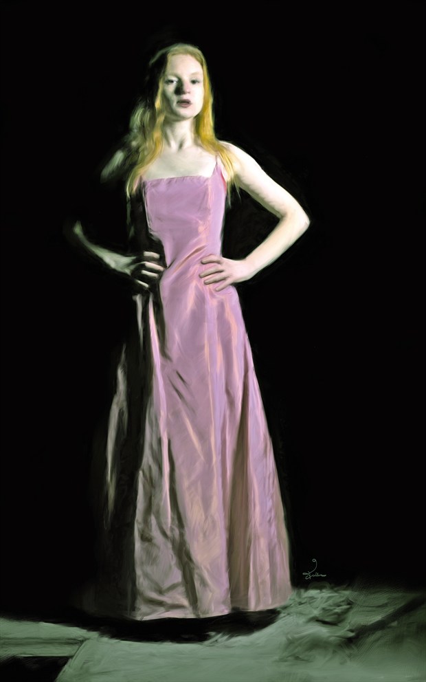 The Satin Gown Chiaroscuro Artwork by Artist Van Evan Fuller
