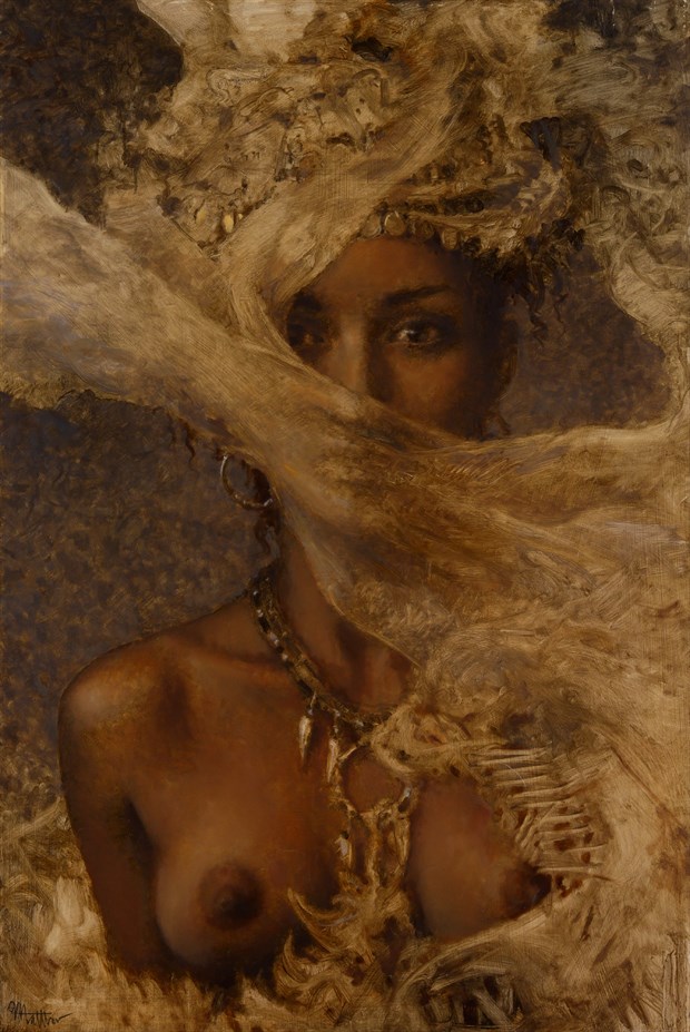 Through the Wind Veil Artistic Nude Artwork by Artist Matthew Joseph Peak