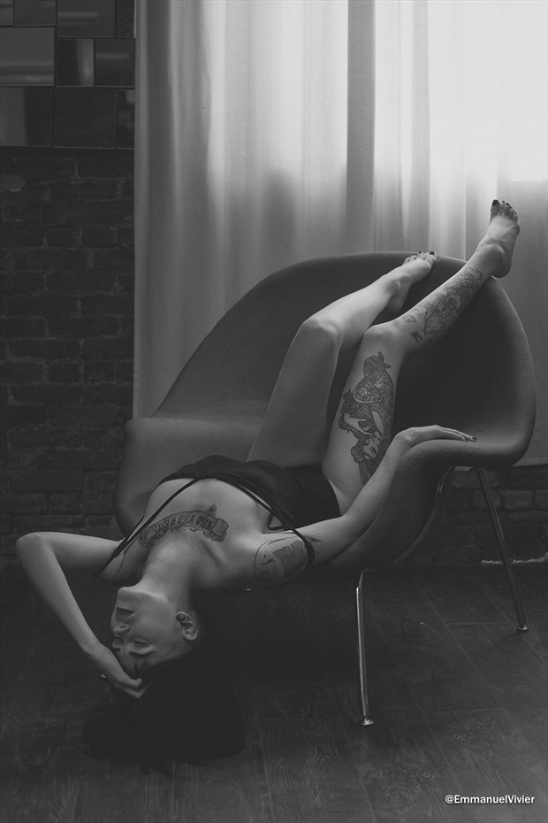 Tiffany Nacke model, black and white, brooklyn Lingerie Photo by Photographer EmmanuelVivier