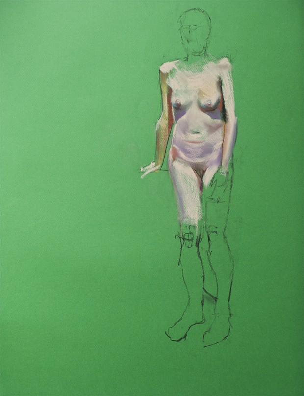 Torso on bright green Artistic Nude Artwork by Artist Ciaran Taylor