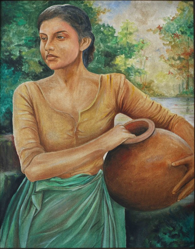 Village Lady Painting or Drawing Artwork by Artist Nuwan Thenuwara