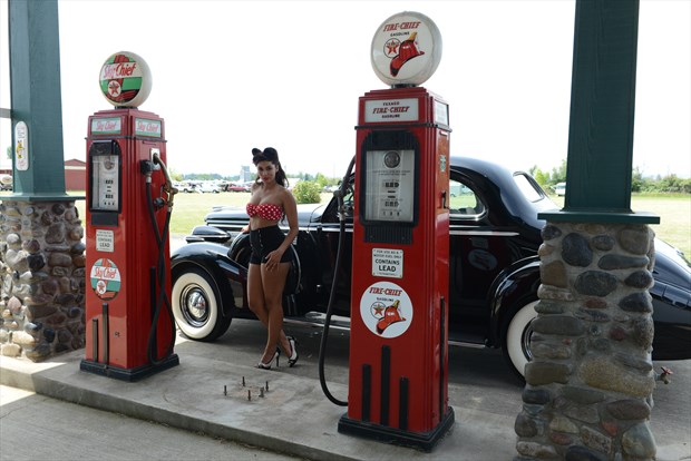 Vintage Beauty at the Service Station Retro Artwork by Photographer Tranquility Base 