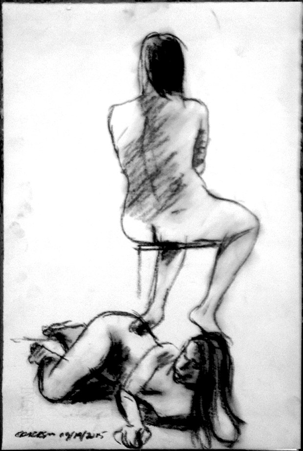 WOMAN IN 2 POSES Artistic Nude Artwork by Artist MUSEUMOFDRAWING