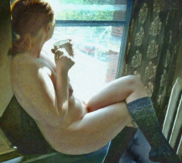 Watcher At the Window Artistic Nude Artwork by Artist Van Evan Fuller