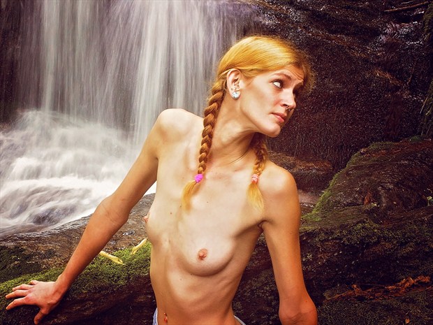 Waterfall Nymph Artistic Nude Photo by Model Helen Hellfire