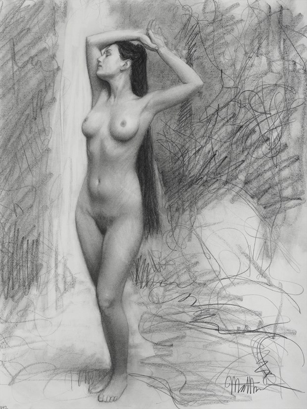 Waterfall Venus Stretch study %23442 Artistic Nude Artwork by Artist Matthew Joseph Peak