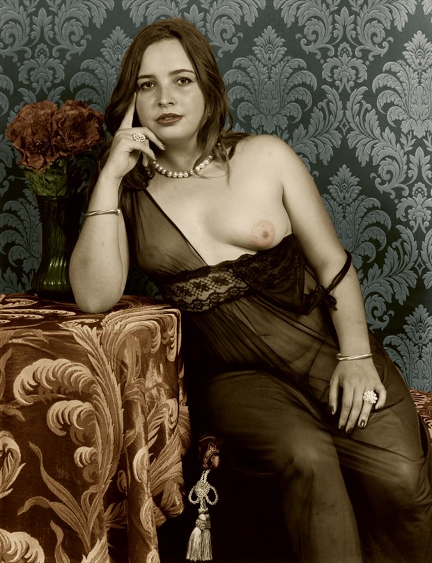 Woman with Camelias, III Artistic Nude Artwork by Photographer Michael J Berkowitz
