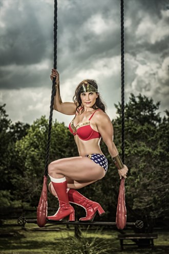 Wonder Woman on a trapeze Cosplay Photo by Photographer HiddenHillsArts