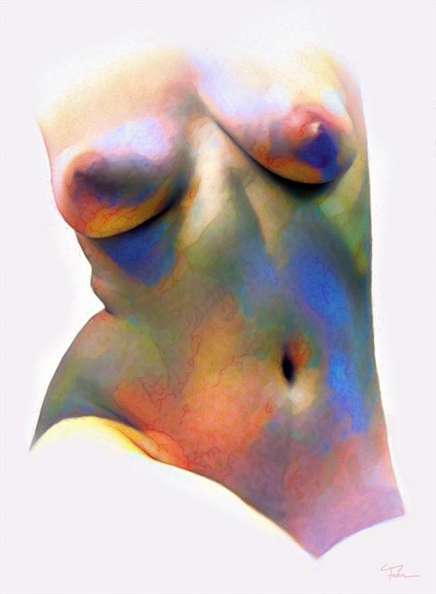 a colorful torso artistic nude artwork by artist van evan fuller