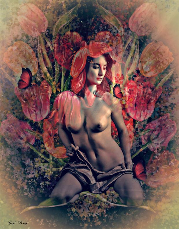 a tulip garden artistic nude artwork by artist gayle berry