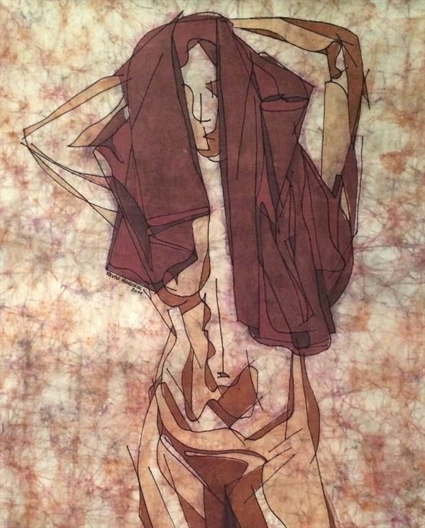 abra with towel artistic nude artwork by artist kevin houchin
