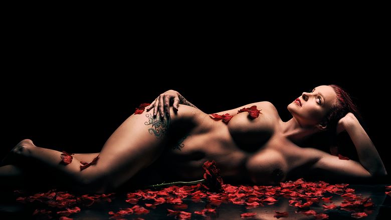 adorned with rose petals artistic nude photo by photographer reimaginemestudios
