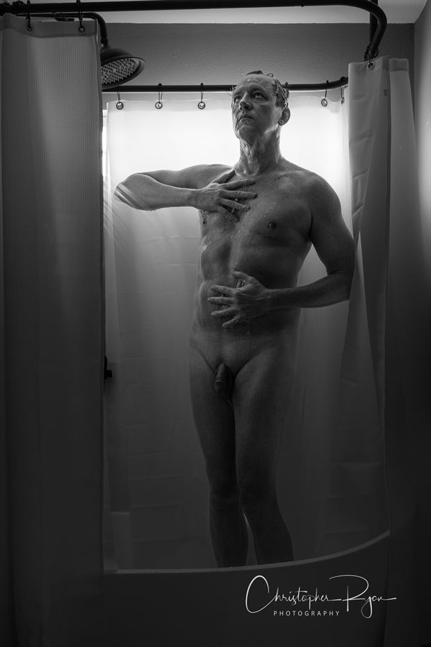 airbnb shower self portrait photo by photographer christopher b ryan