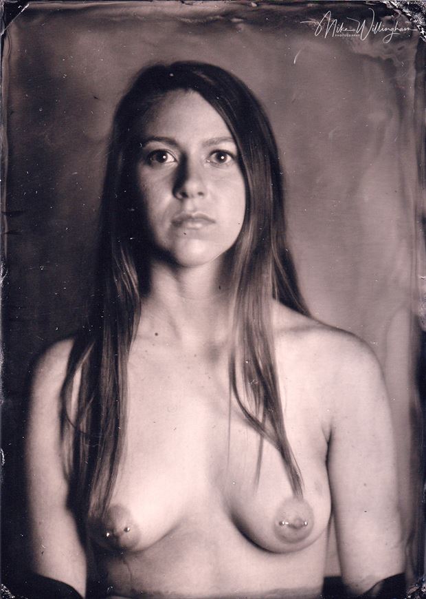 ali wet plate on 5x7 tintype artistic nude photo by photographer mike willingham