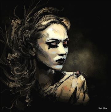 alluring black widow sensual artwork by artist gayle berry