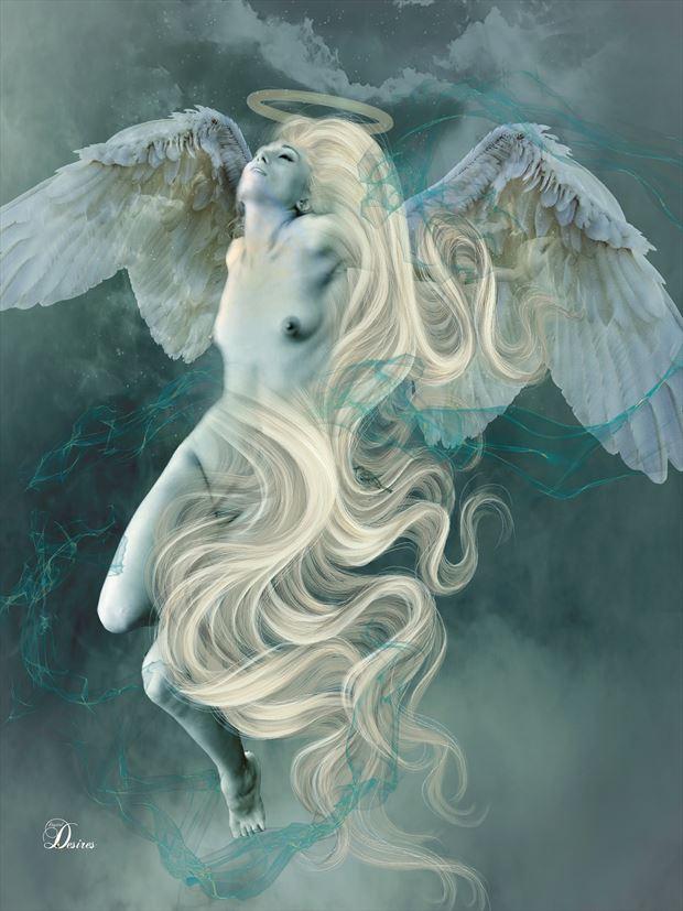 angel has flowen artistic nude artwork by artist digital desires