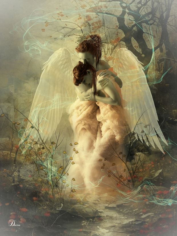 angels embrace artistic nude artwork by artist digital desires