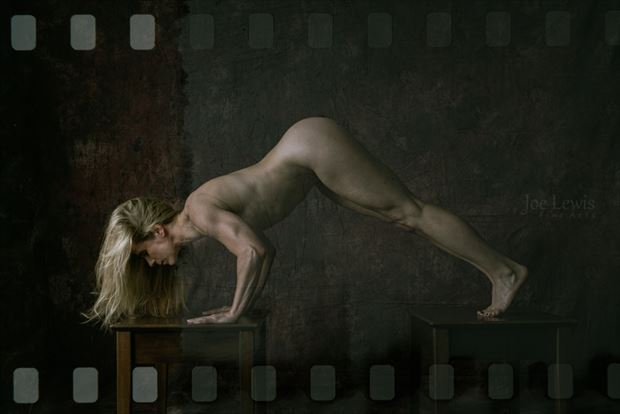 artistic physique on two tables artistic nude photo by photographer joe lewis fine arts