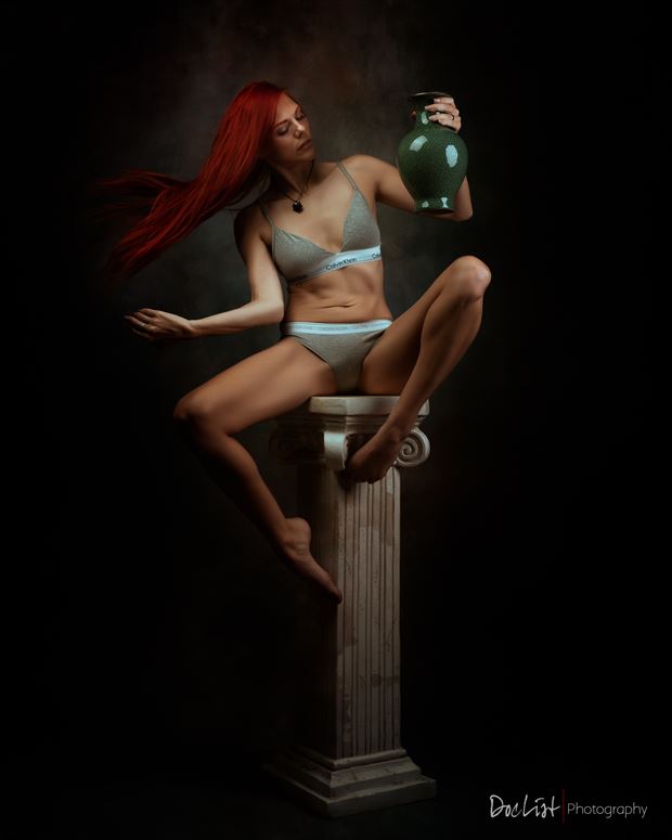 ashe on a pedestal with a vase lingerie photo by photographer doc list