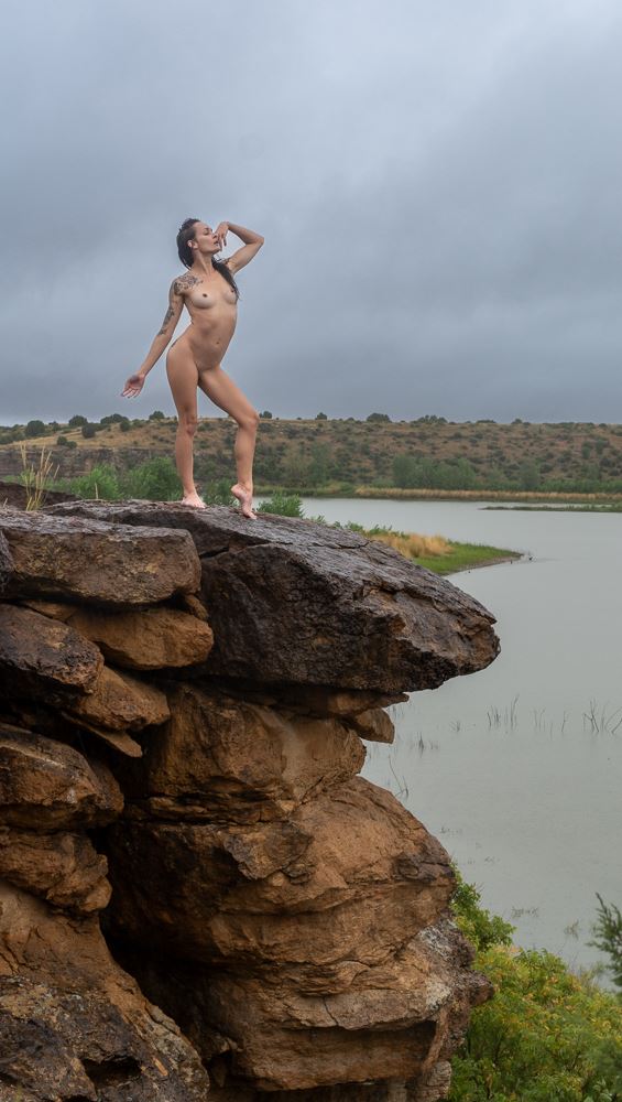 at the cliffs edge artistic nude photo by model ayeonna gabrielle