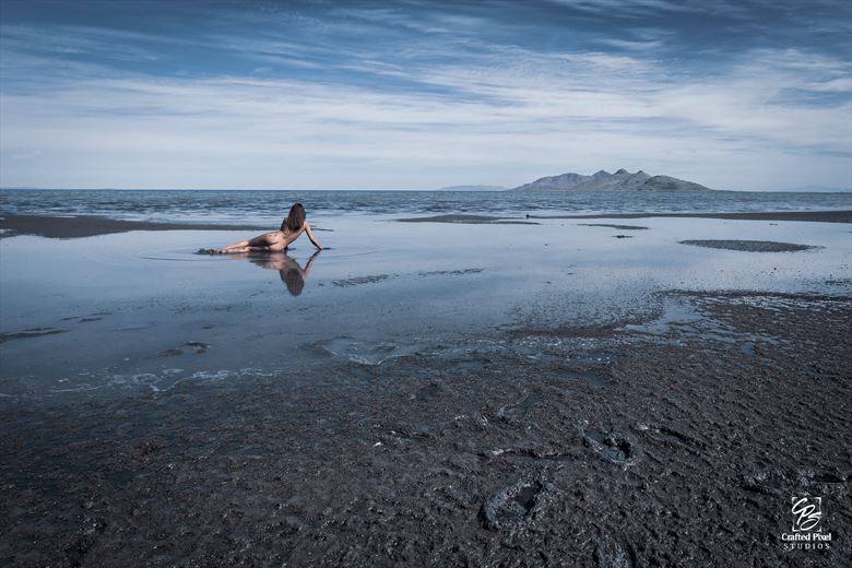 at the edge of the great salt lake artistic nude photo by photographer craftedpixelstudios