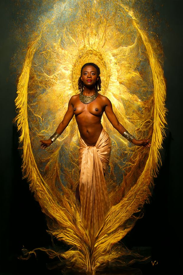 at the gate of fire and gold artistic nude artwork by photographer musingeye