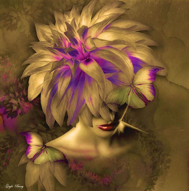 attitude of the dahlia 003 surreal artwork by artist gayle berry