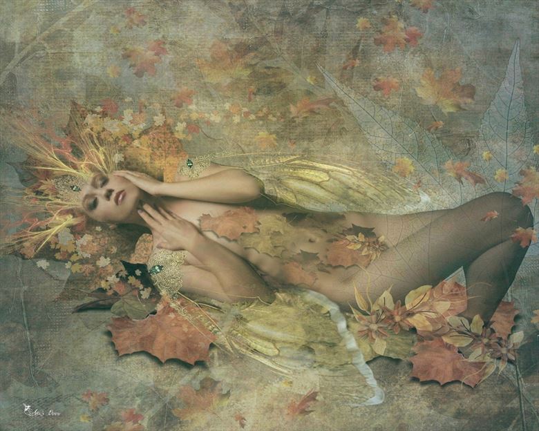 autumn fairy artistic nude artwork by artist digital desires