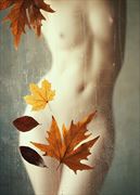 autumn leaves artistic nude photo by model ivory flame