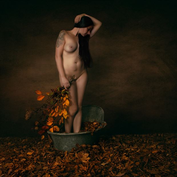 autumn leaves artistic nude photo by photographer chris h 
