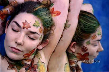 autumn leaves portrait artistic nude artwork by photographer bodypainter