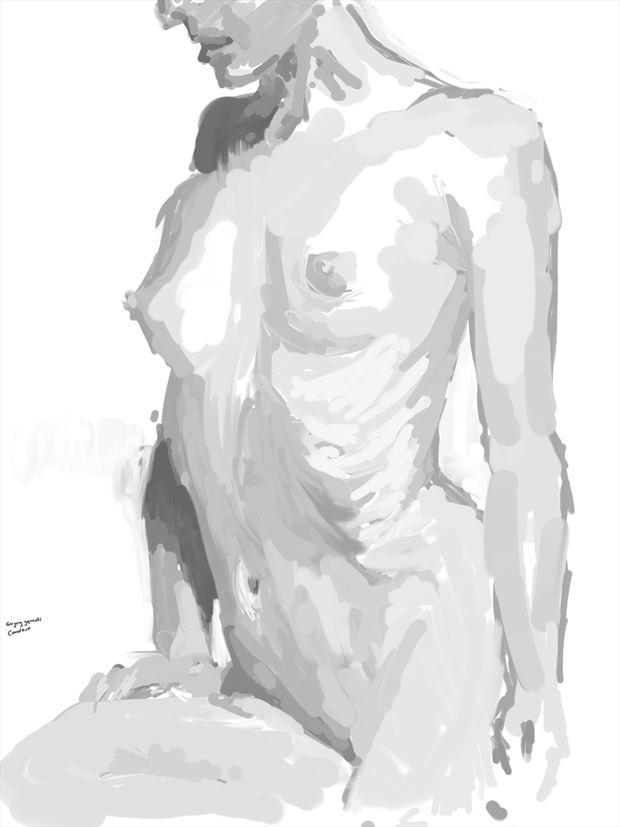 be seated artistic nude artwork by artist portraitman80