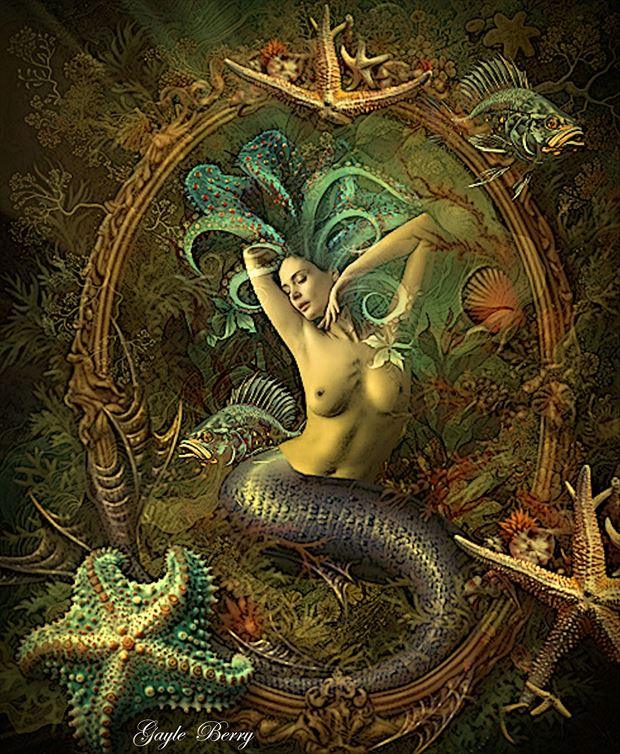 beautiful sea mermaid artistic nude artwork by artist gayle berry