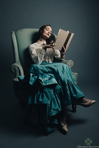 belle and her book vintage style photo by model ayeonna gabrielle