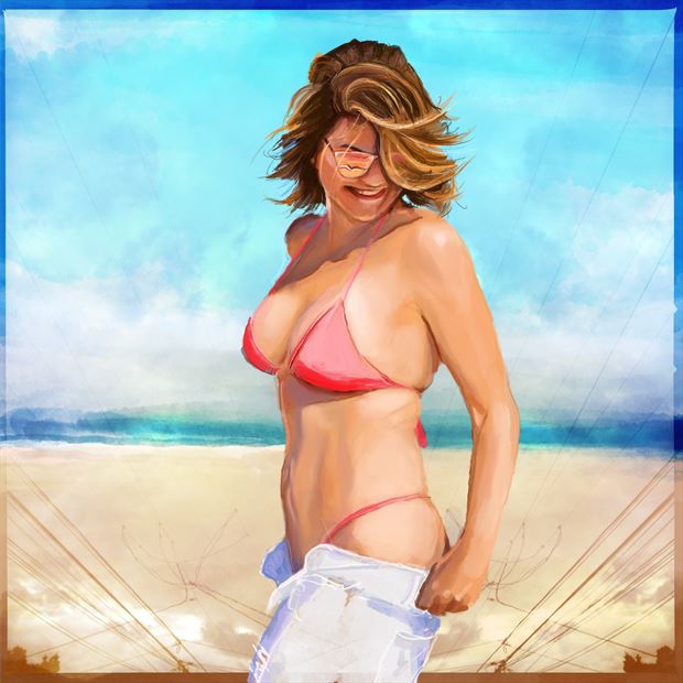 bellina beach 1 bikini artwork by artist nick kozis