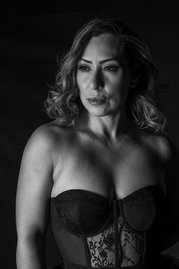 black and white portrait lingerie artwork by photographer gsphotoguy
