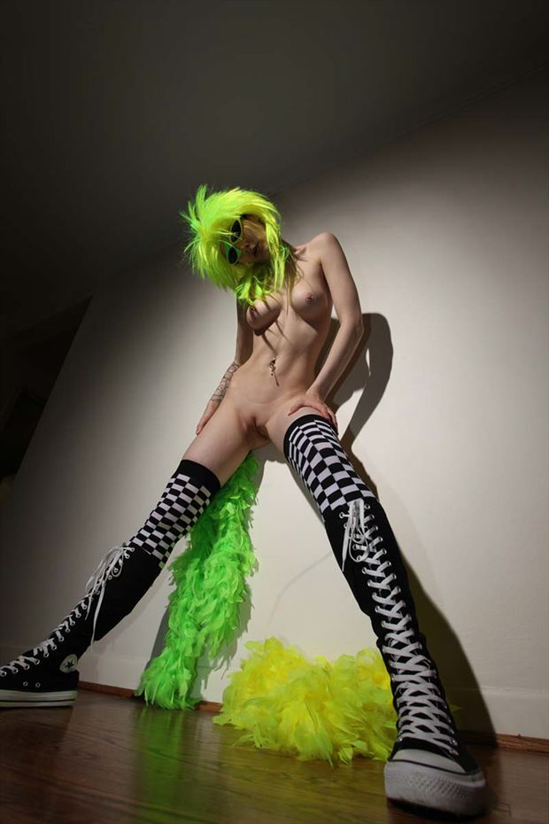 black hitops and neon artistic nude photo by photographer dorola visual artist