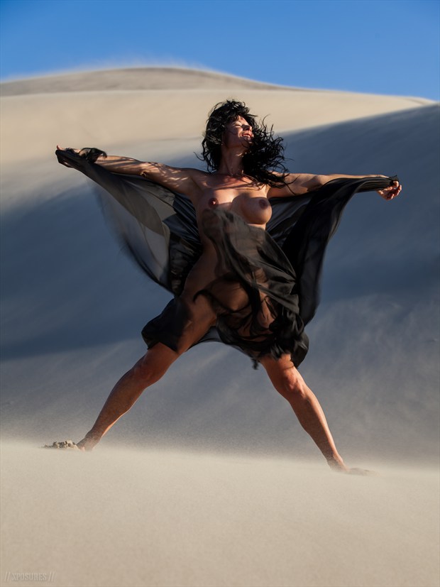 black silk in sand storm 1 Artistic Nude Photo by Photographer xposures