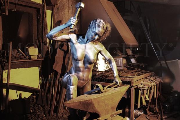 blacksmith artistic nude artwork by artist bodyart j d%C3%BCsterwald
