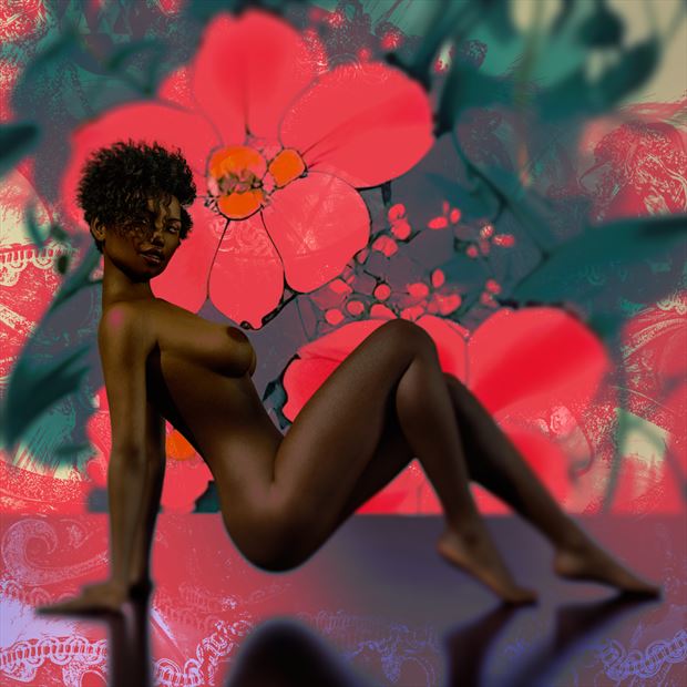 blossom background artistic nude artwork by artist tantographics