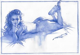 blue artistic nude artwork by artist james martin 