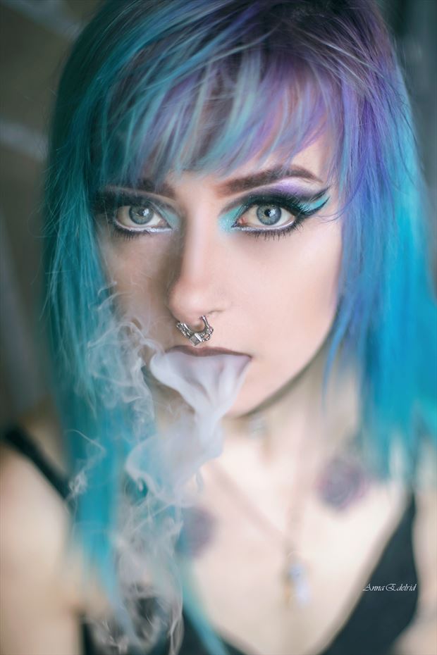 blue eyes and smoke alternative model photo by photographer anna edelride