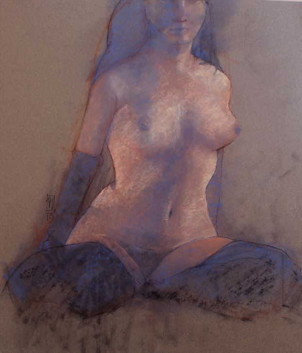 blue in stockings artistic nude artwork by model blueriverdream