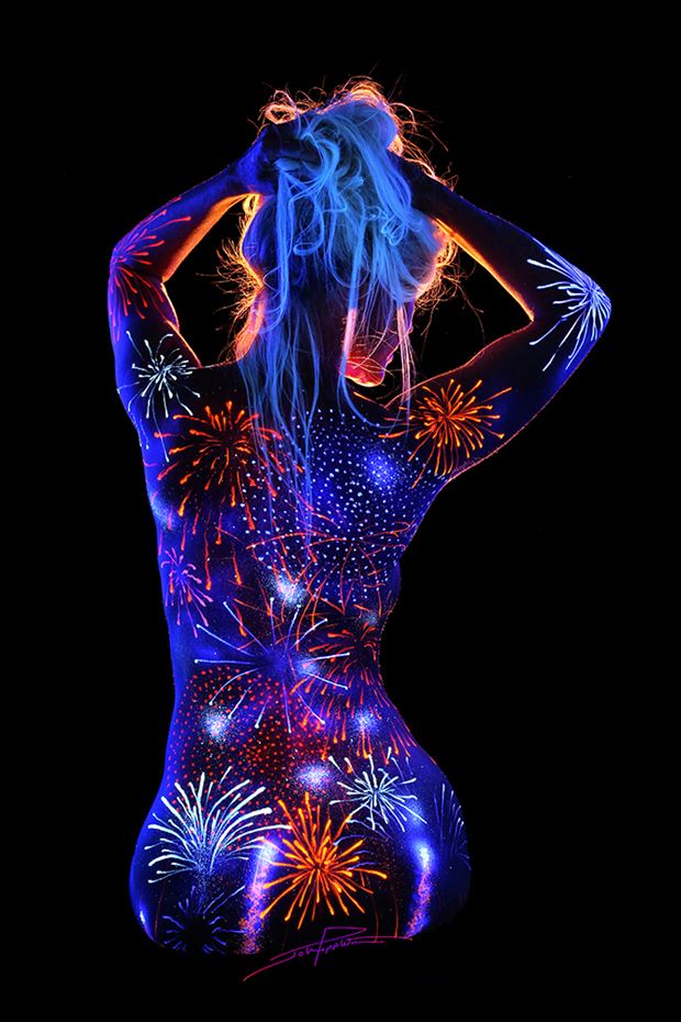 body painting implied nude photo by model sandra todd