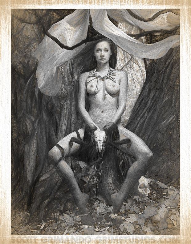 bone witch sketch artistic nude artwork by artist scott grimando